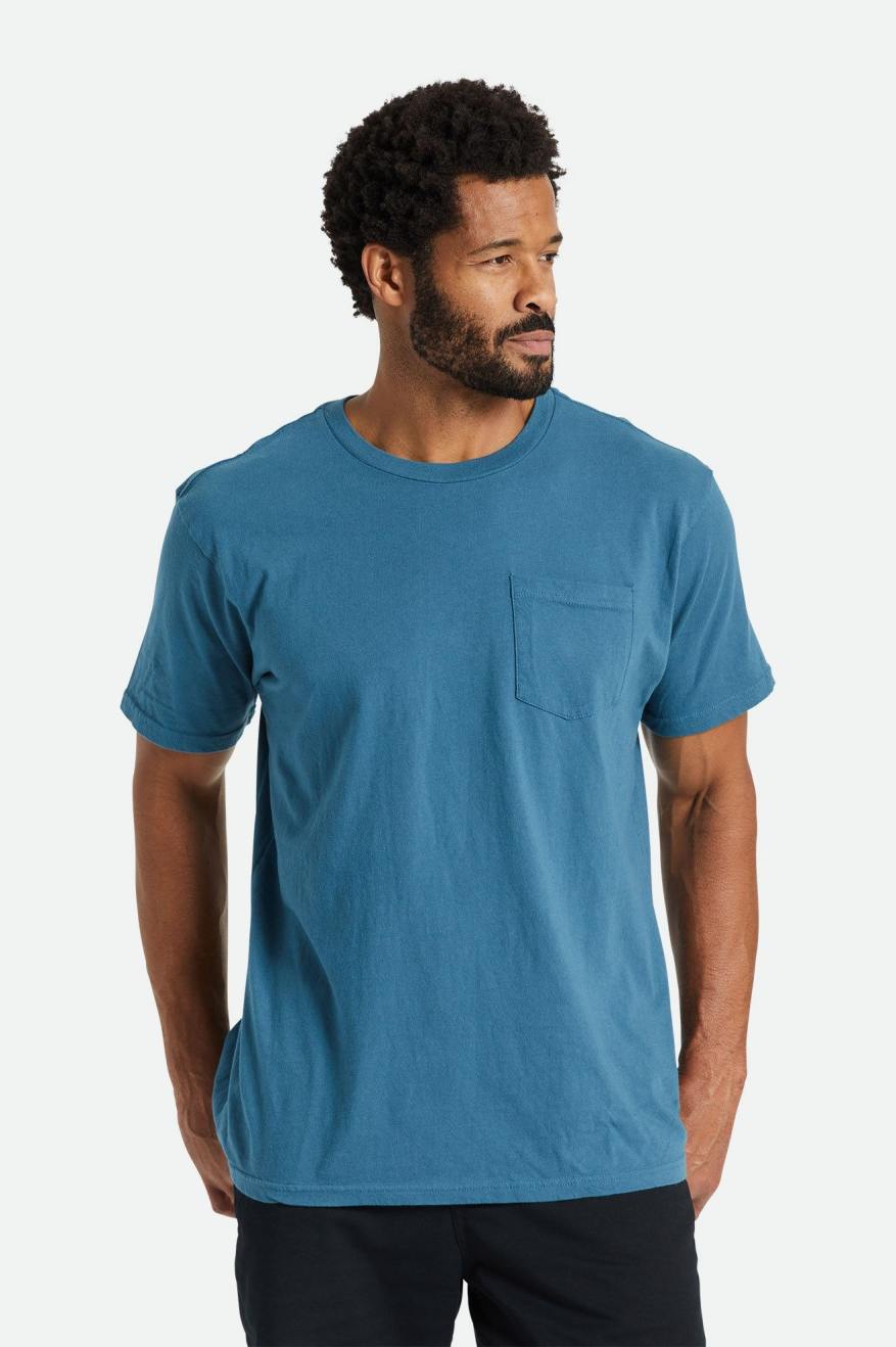 Brixton Basic S/S Pocket Top Uomo Verde Acqua | 245AZEJQG