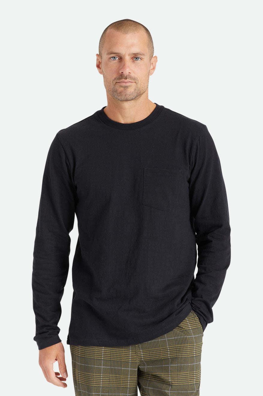 Brixton Basic Slub L/S Pocket Maglieria Uomo Nere | 725MPIYAO