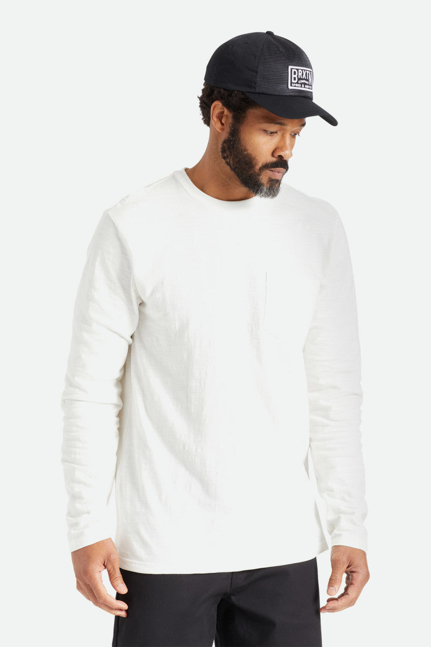 Brixton Basic Slub L/S Pocket Top Uomo Bianche | 427JBKWLS