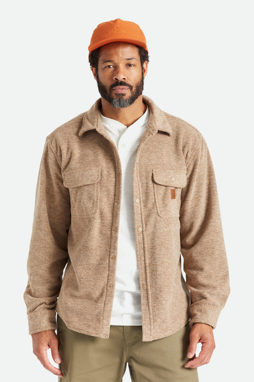 Brixton Bowery L/S Arctic Stretch Fleece Top Di Woven Uomo Beige | 957PFAJTC