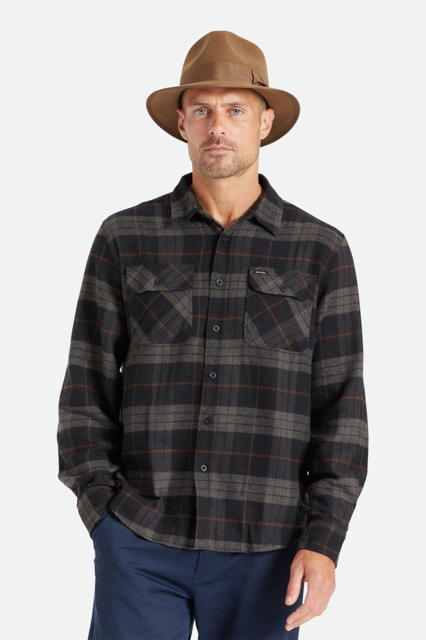 Brixton Bowery L/S Top Di Flanella Uomo Nere Grigie | 758AYRZVH