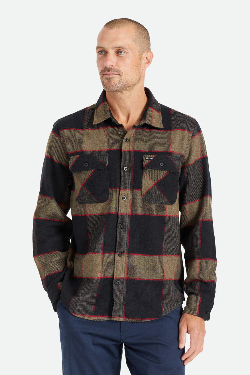 Brixton Bowery L/S Top Di Woven Uomo Grigie | 146UPCHOZ