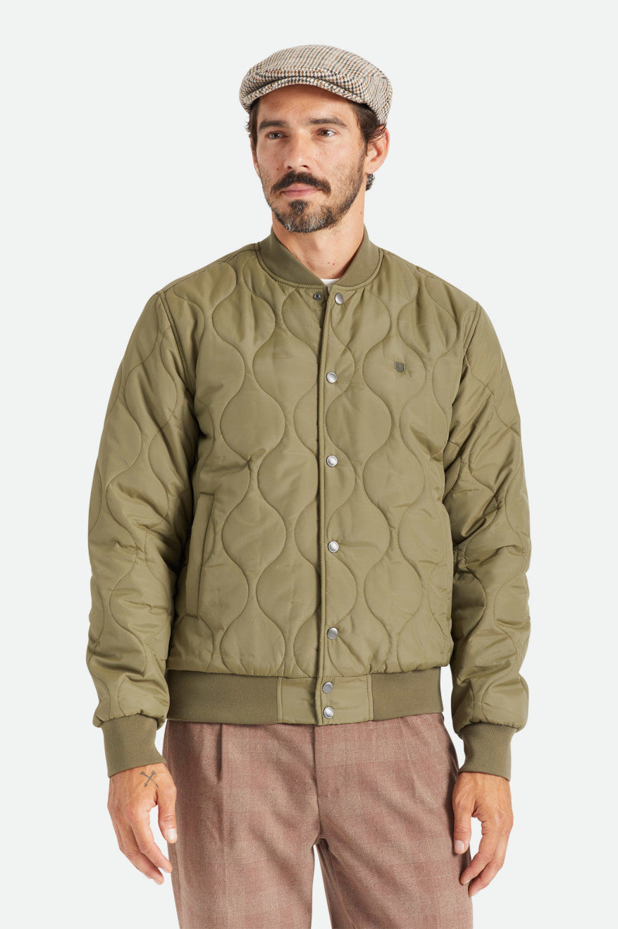 Brixton Dillinger Trapuntato Bomber Giacca Uomo Verde Oliva | 623YGZNPR