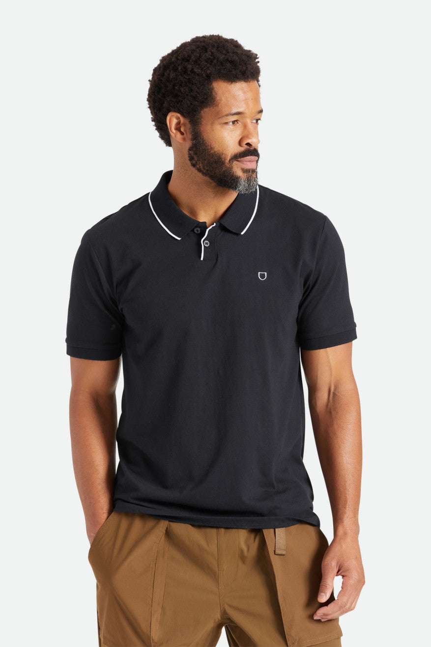 Brixton Proper S/S Polo Maglieria Uomo Nere | 048JOCVSD