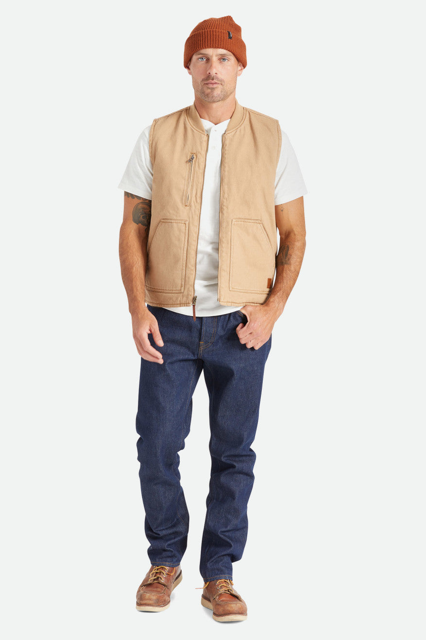 Brixton Abraham Reversible Vest Giacca Uomo Beige | 031UMXPVB