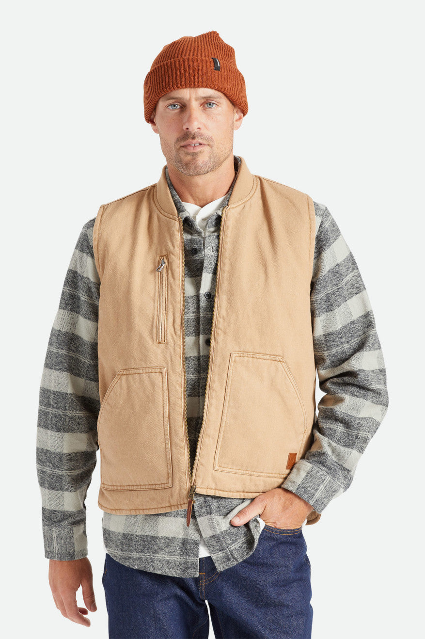 Brixton Abraham Reversible Vest Giacca Uomo Beige | 031UMXPVB