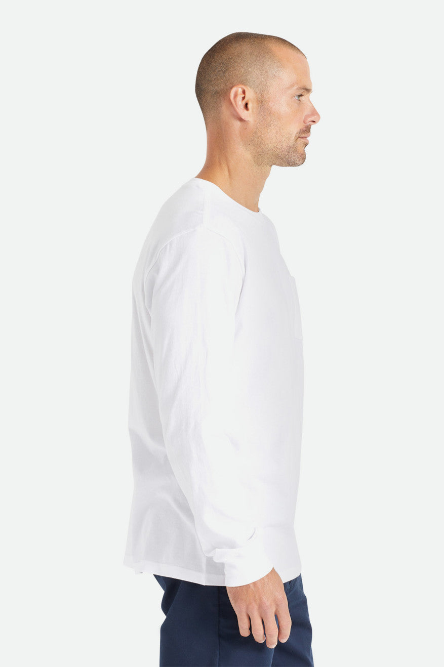 Brixton Basic L/S Pocket Top Uomo Bianche | 597WIYAMH