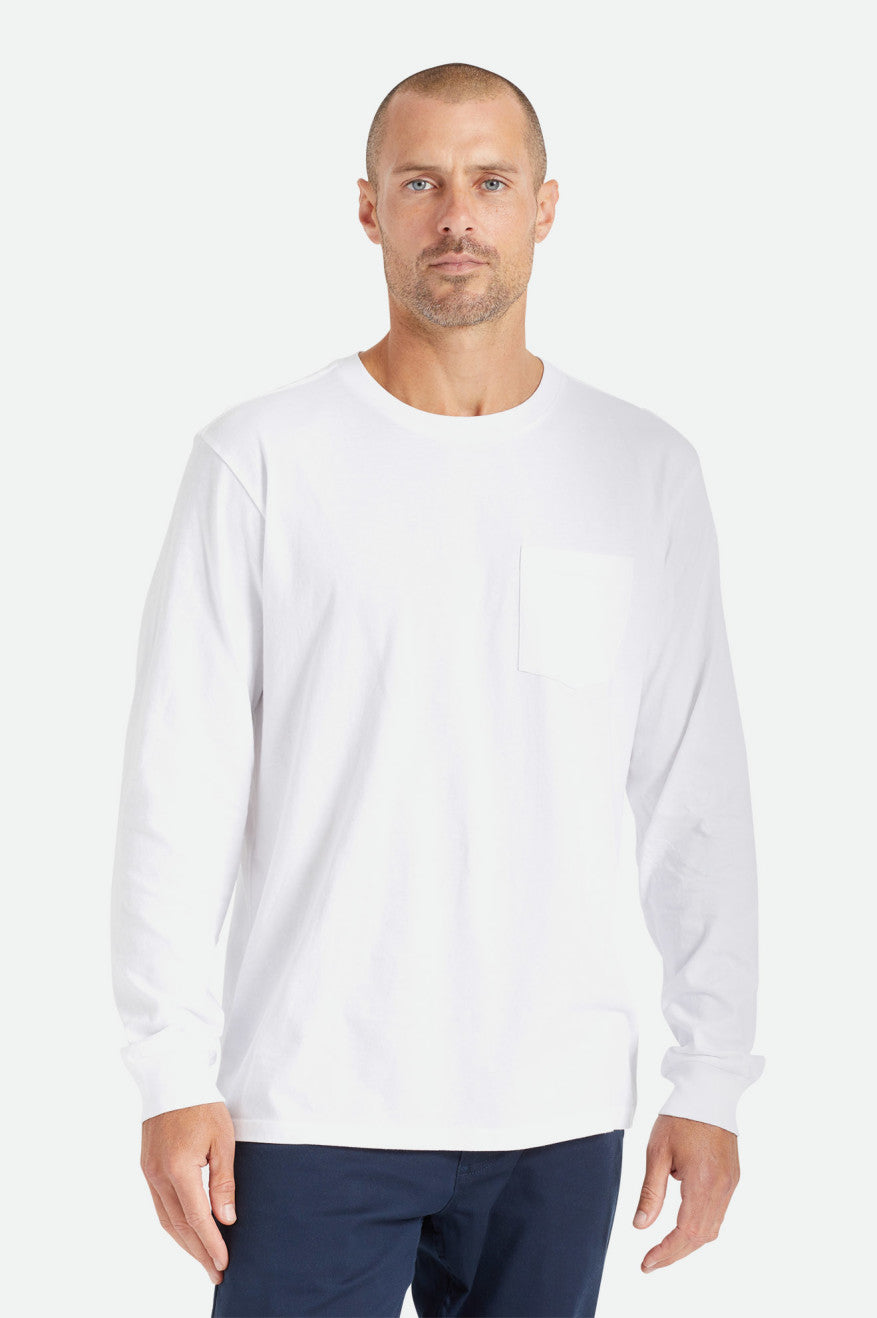 Brixton Basic L/S Pocket Top Uomo Bianche | 597WIYAMH