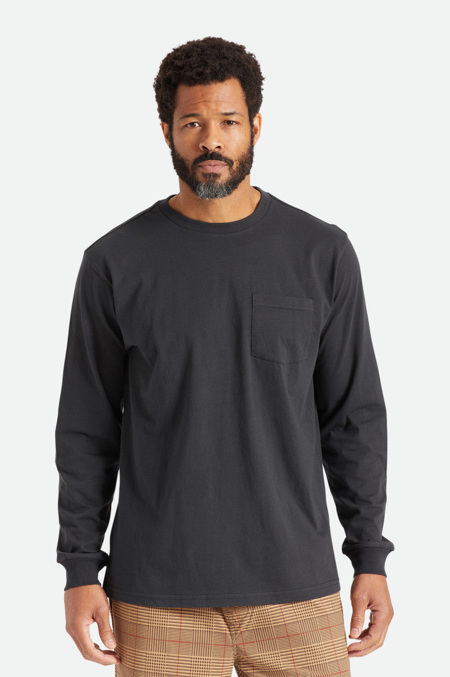 Brixton Basic L/S Pocket Top Uomo Nere | 710TUDCIM