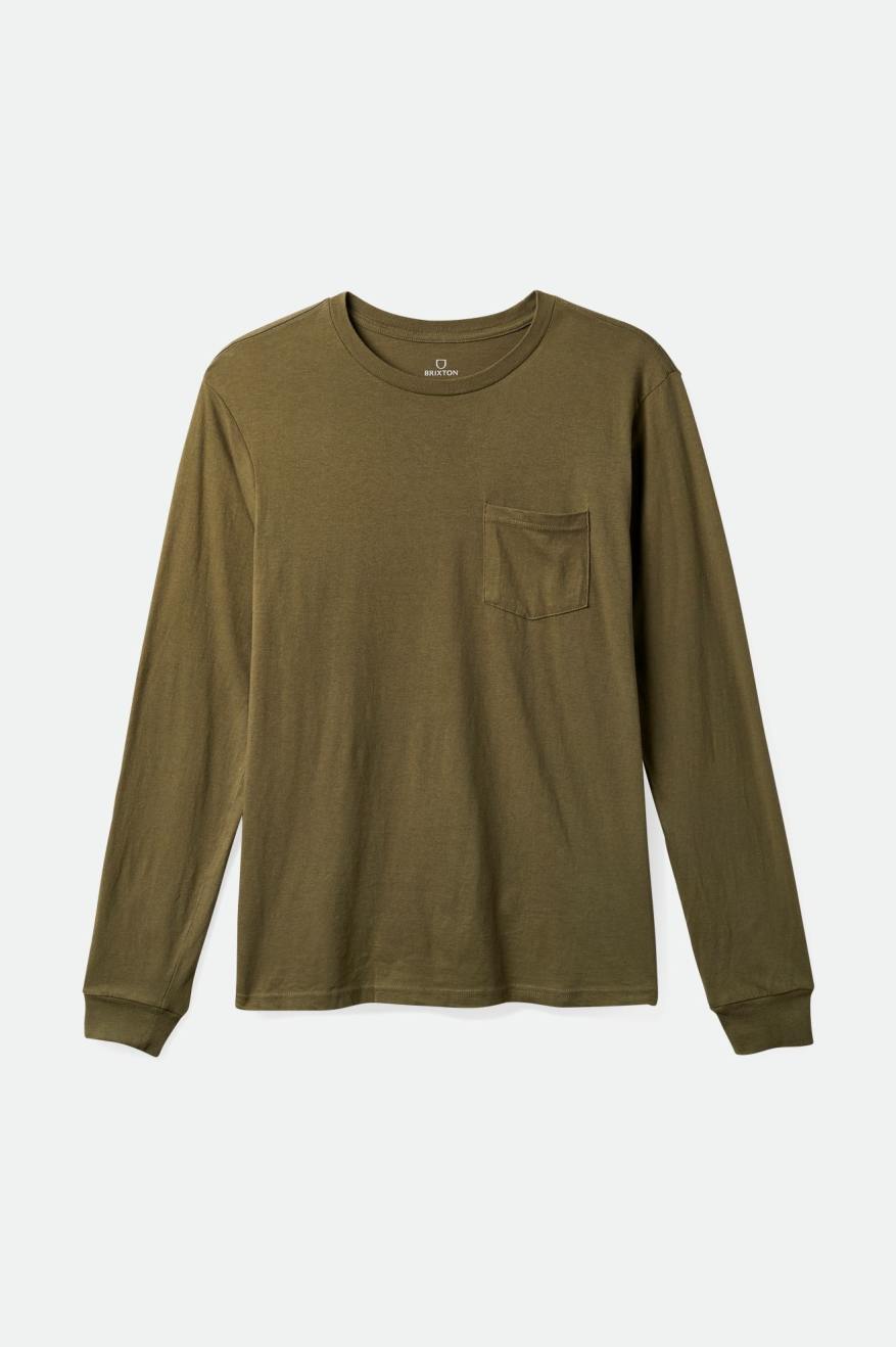 Brixton Basic L/S Pocket Top Uomo Verde Oliva | 570PCUYIQ