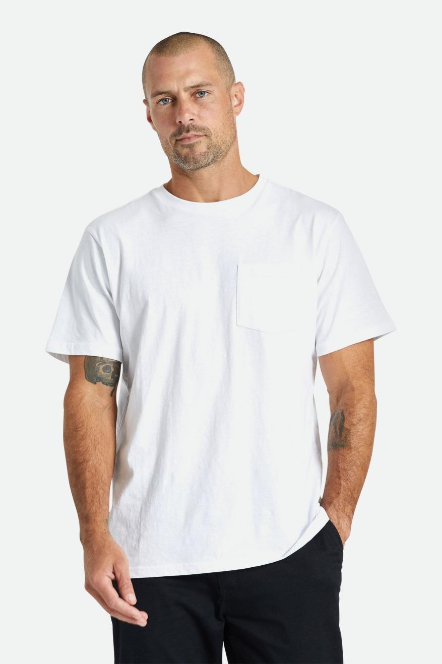 Brixton Basic S/S Pocket Top Uomo Bianche | 826XHPOEA