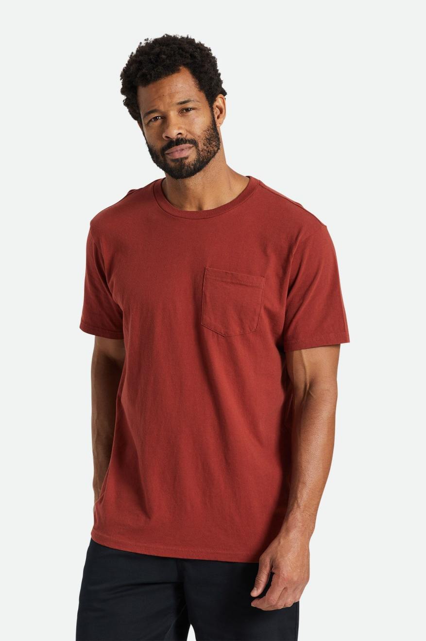 Brixton Basic S/S Pocket Top Uomo Rosse | 731RLEVQO