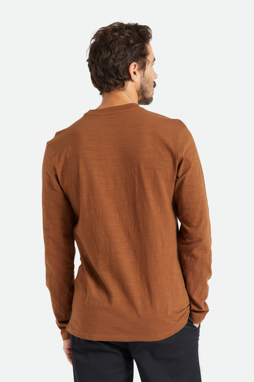 Brixton Basic Slub L/S Pocket Maglieria Uomo Marroni | 260AJWZUT