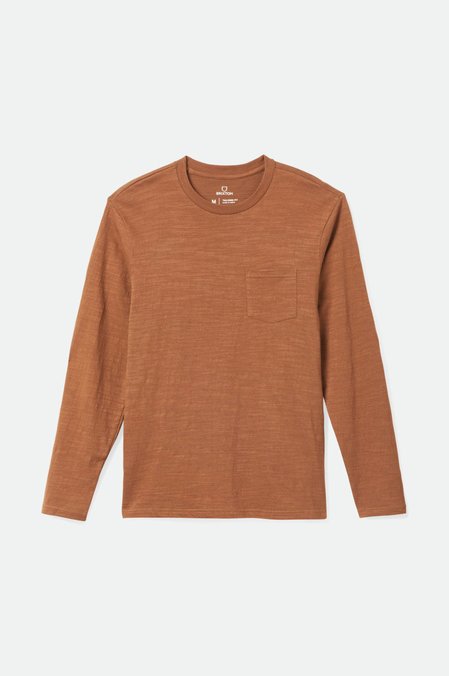 Brixton Basic Slub L/S Pocket Maglieria Uomo Marroni | 260AJWZUT