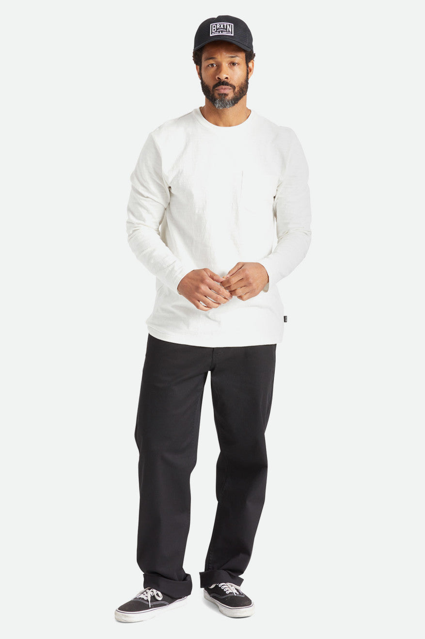 Brixton Basic Slub L/S Pocket Maglieria Uomo Bianche | 672UJXPME