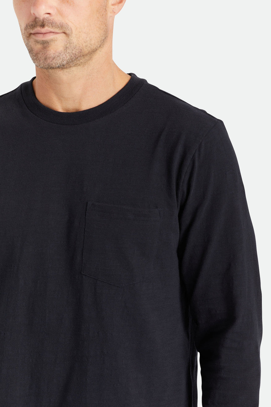 Brixton Basic Slub L/S Pocket Maglieria Uomo Nere | 725MPIYAO