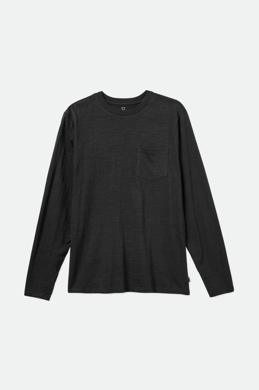 Brixton Basic Slub L/S Pocket Maglieria Uomo Nere | 725MPIYAO