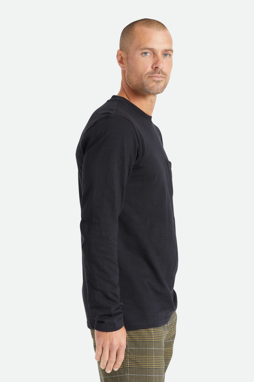 Brixton Basic Slub L/S Pocket Top Uomo Nere | 137RMUPVC