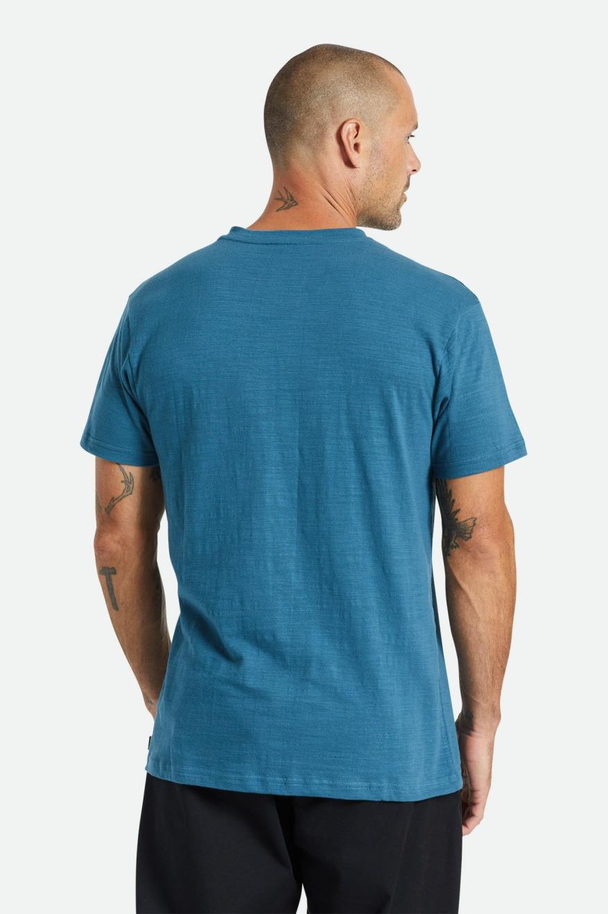 Brixton Basic Slub S/S Henley Maglieria Uomo Verde Acqua | 041YVPJZH