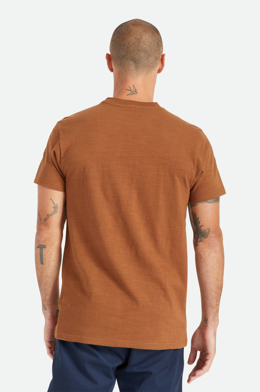 Brixton Basic Slub S/S Henley Maglieria Uomo Marroni | 379IPBTJZ