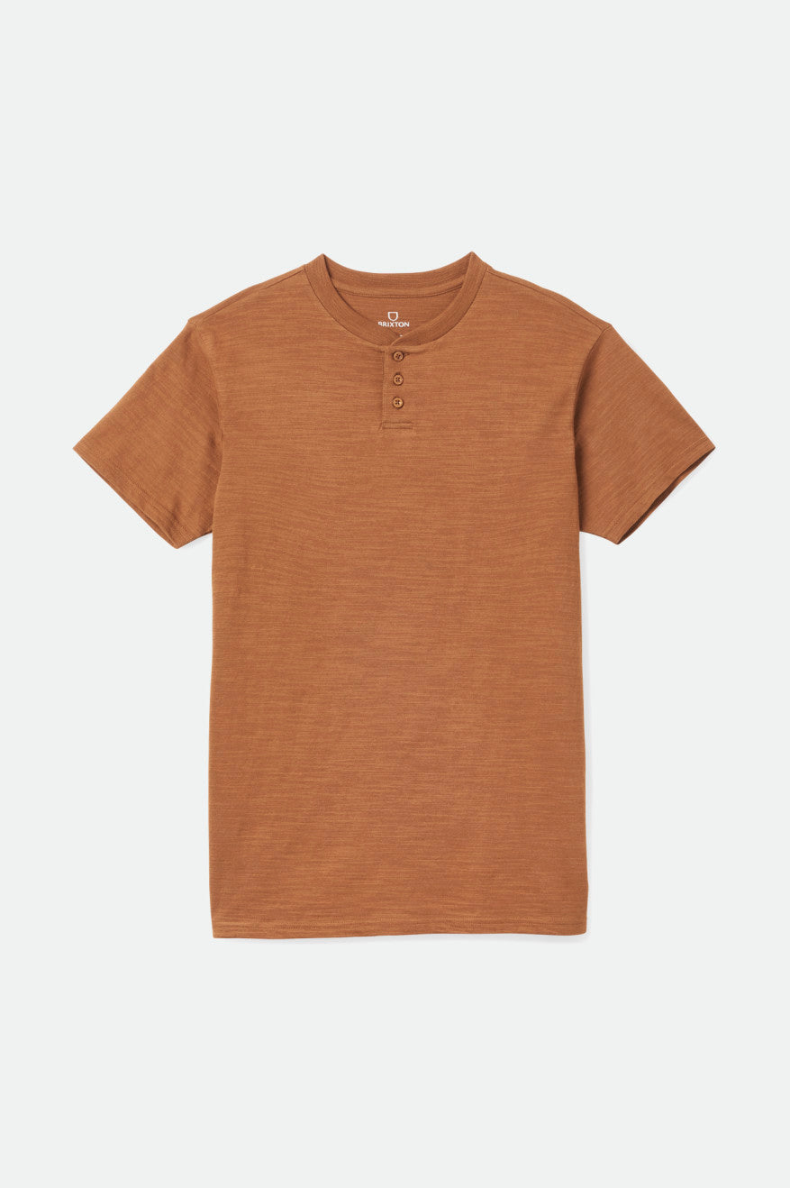 Brixton Basic Slub S/S Henley Maglieria Uomo Marroni | 379IPBTJZ