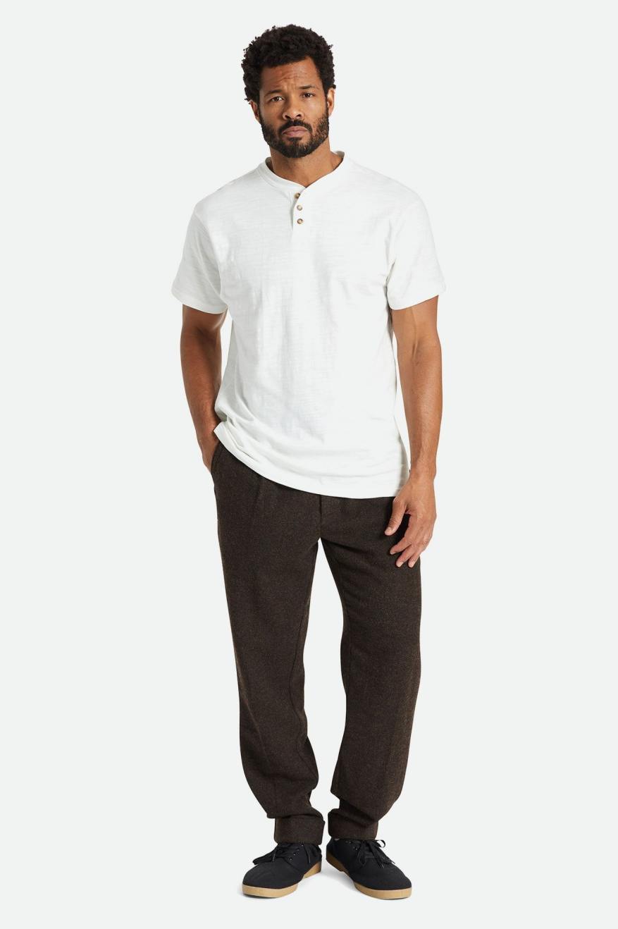 Brixton Basic Slub S/S Henley Maglieria Uomo Bianche | 675HONXWE