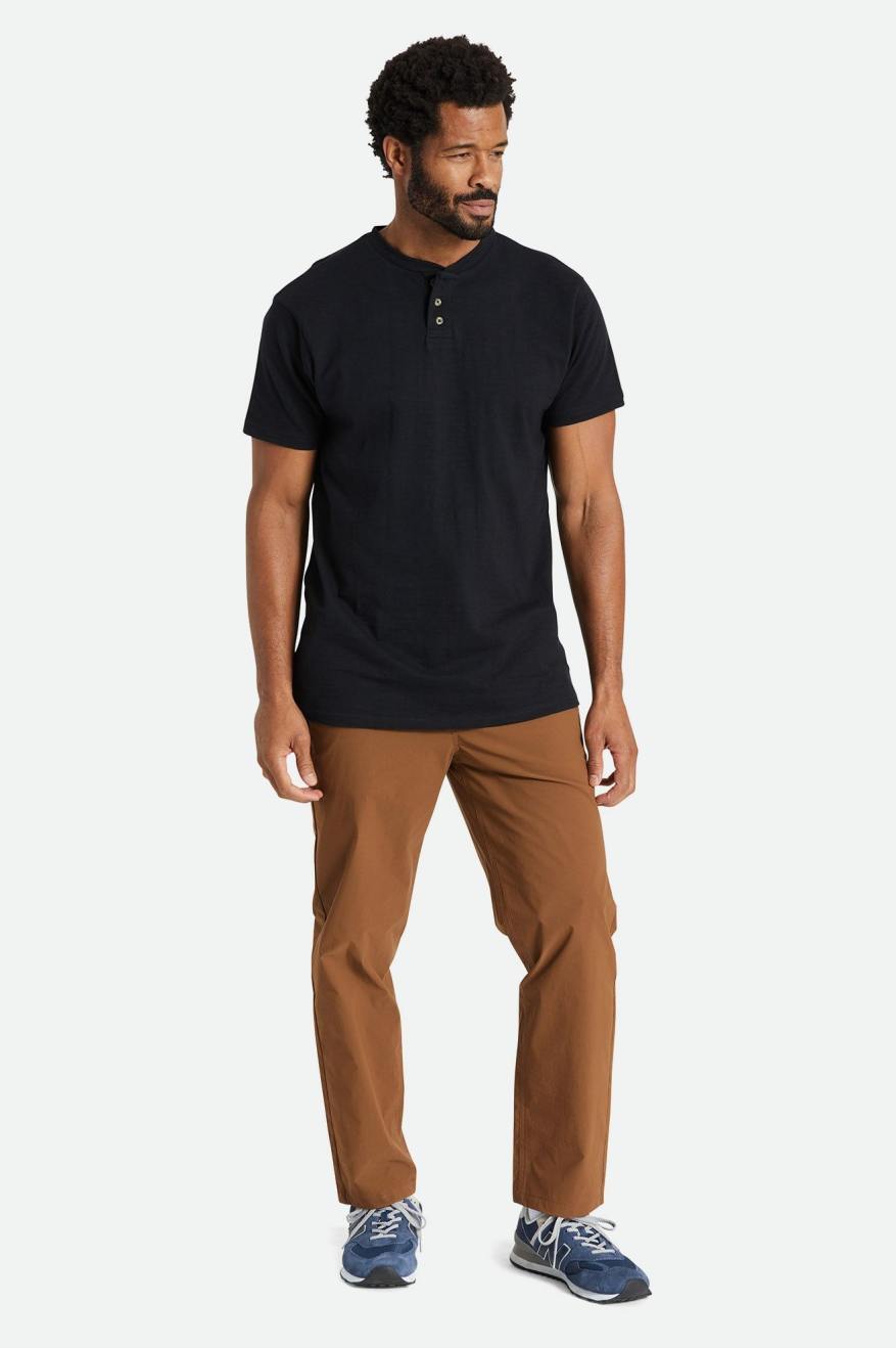 Brixton Basic Slub S/S Henley Top Uomo Nere | 710DNWAHV