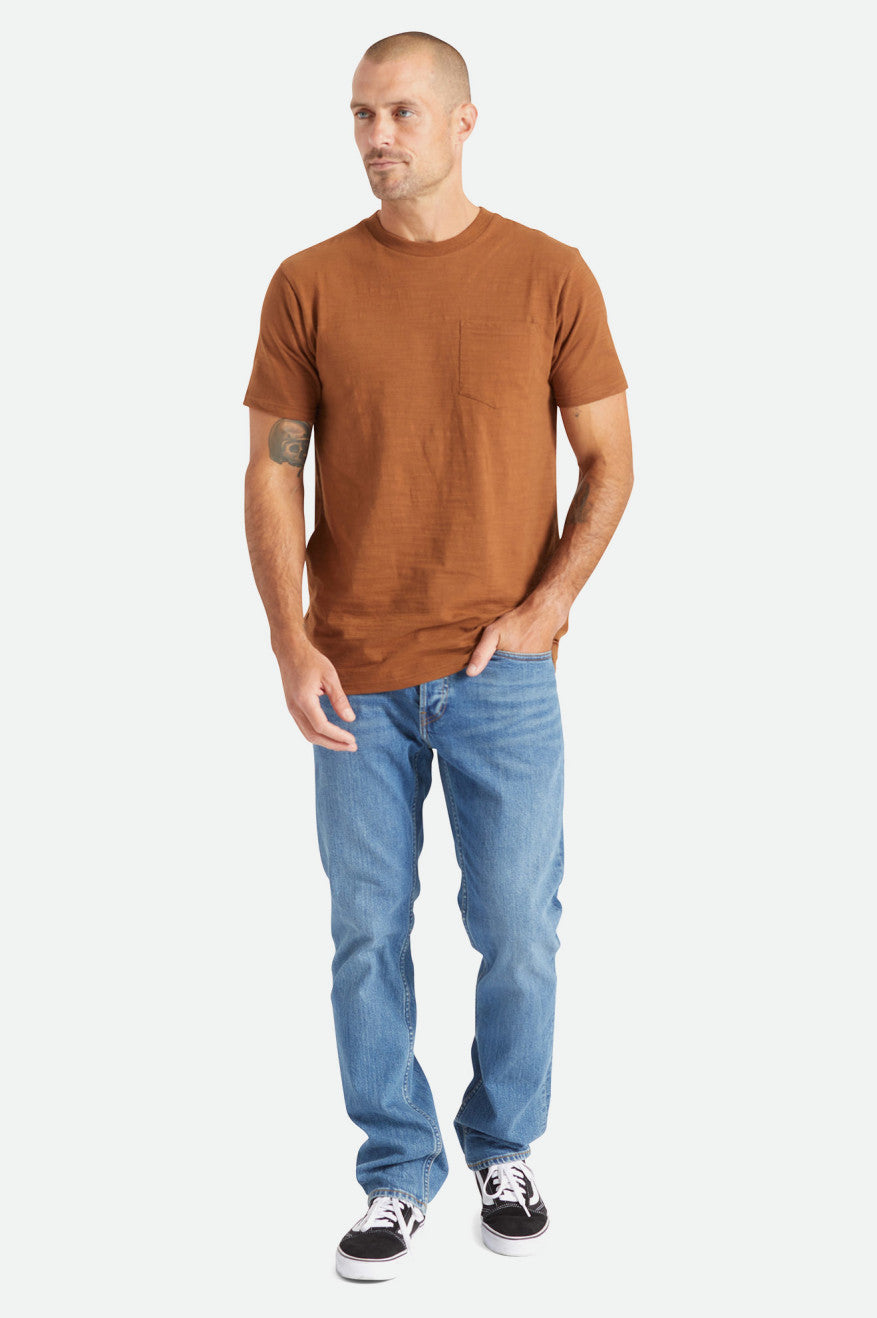 Brixton Basic Slub S/S Pocket Maglieria Uomo Marroni | 216RGCTYI