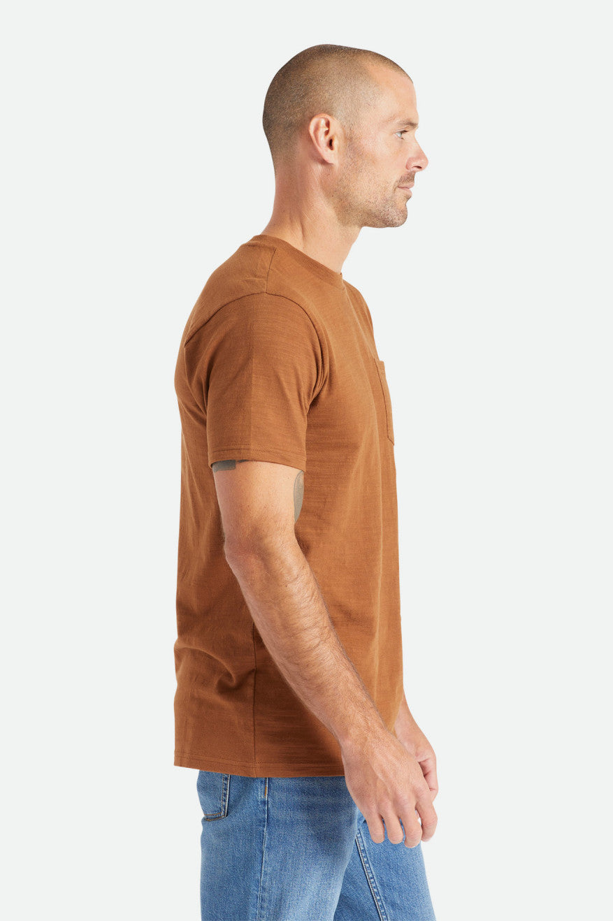 Brixton Basic Slub S/S Pocket Maglieria Uomo Marroni | 216RGCTYI