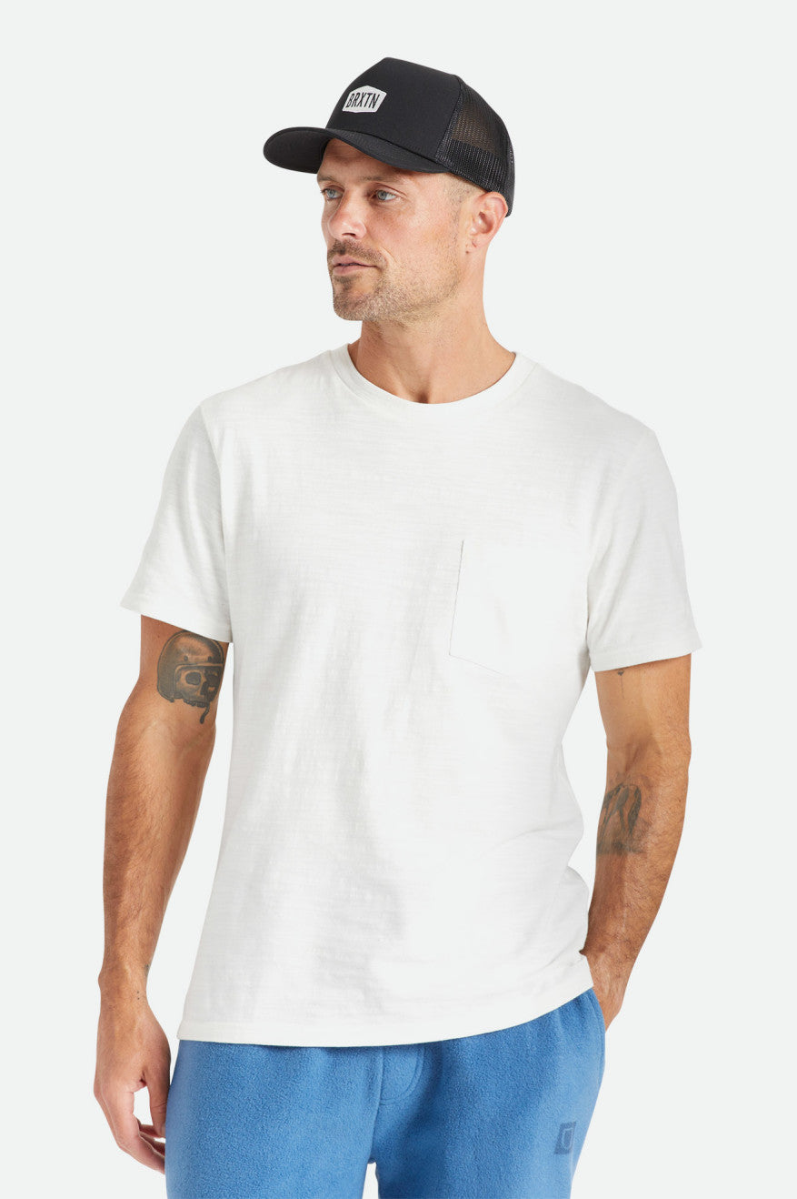 Brixton Basic Slub S/S Pocket Top Uomo Bianche | 089LXMNQR