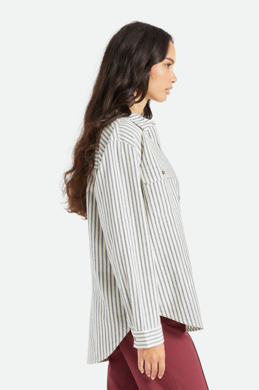 Brixton Bowery Boyfriend L/S Top Di Flanella Donna Strisce | 387NLPDKY