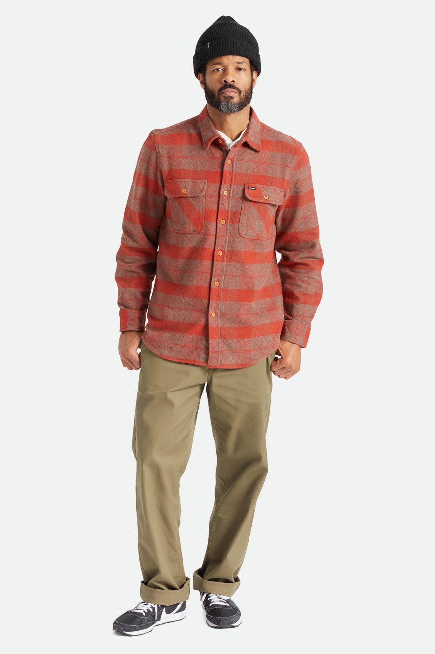 Brixton Bowery Heavy Weight L/S Top Di Flanella Uomo Rosse | 120NIOQMX