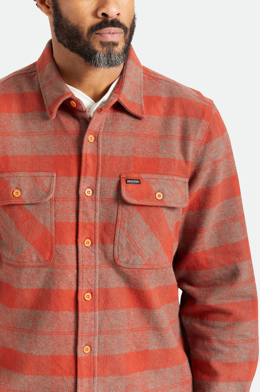 Brixton Bowery Heavy Weight L/S Top Di Flanella Uomo Rosse | 120NIOQMX