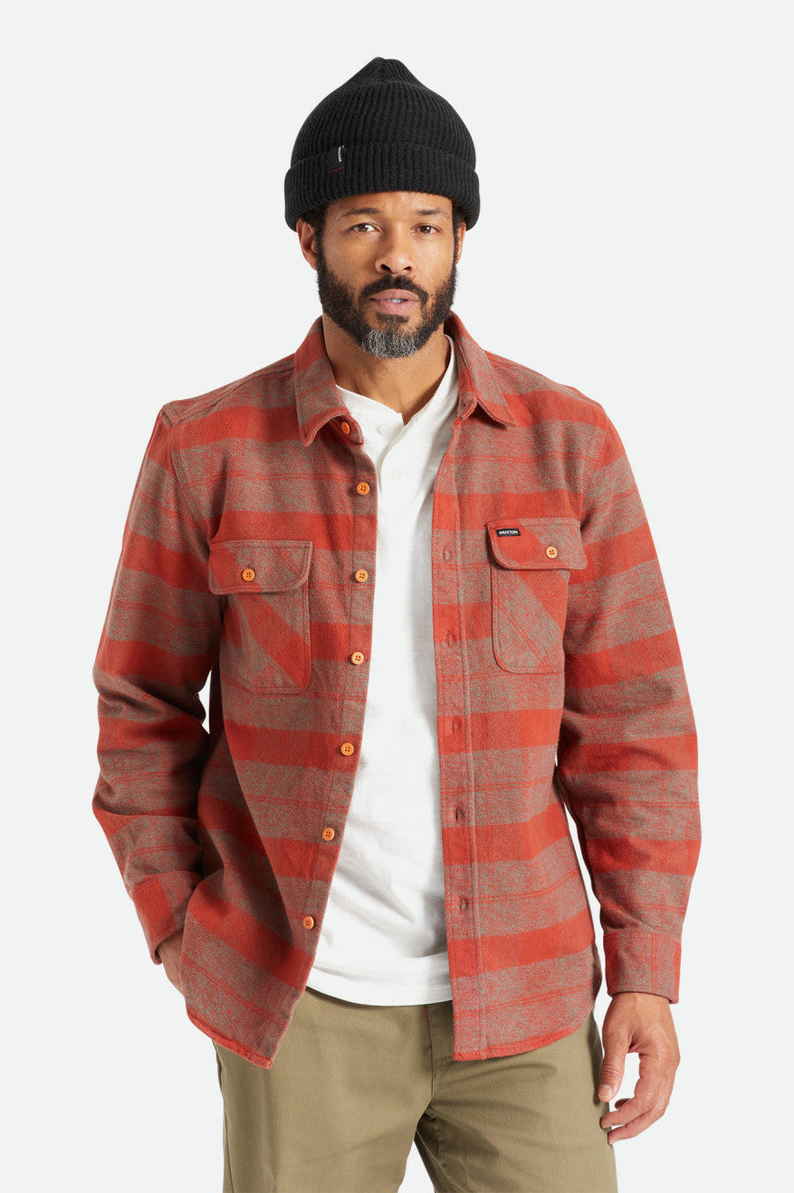 Brixton Bowery Heavy Weight L/S Top Di Flanella Uomo Rosse | 120NIOQMX