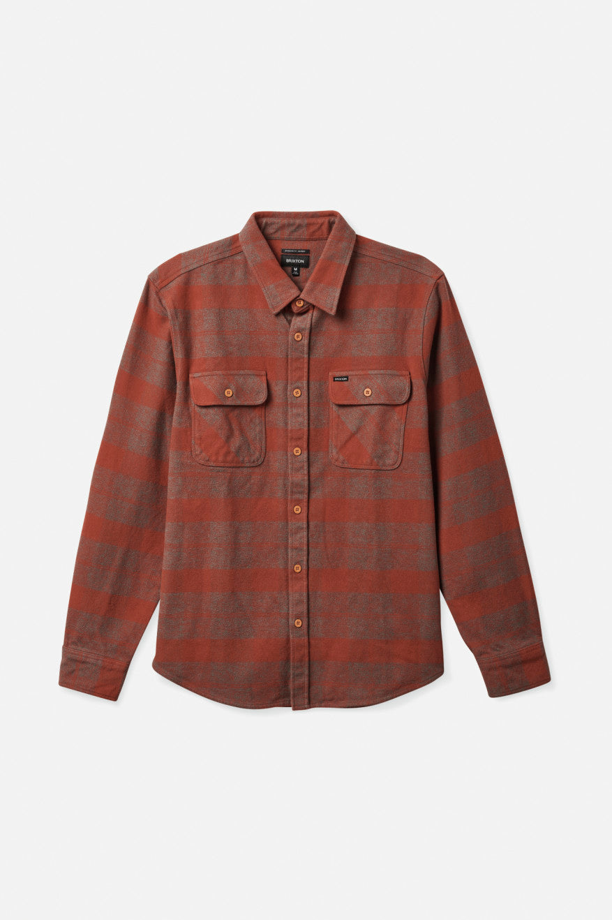 Brixton Bowery Heavy Weight L/S Top Di Flanella Uomo Rosse | 120NIOQMX