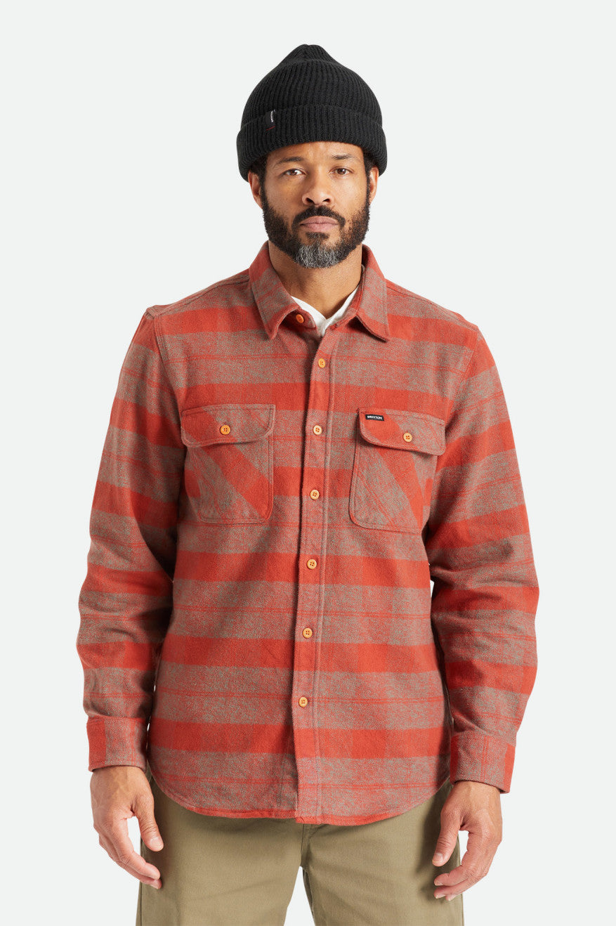 Brixton Bowery Heavy Weight L/S Top Di Flanella Uomo Rosse | 120NIOQMX