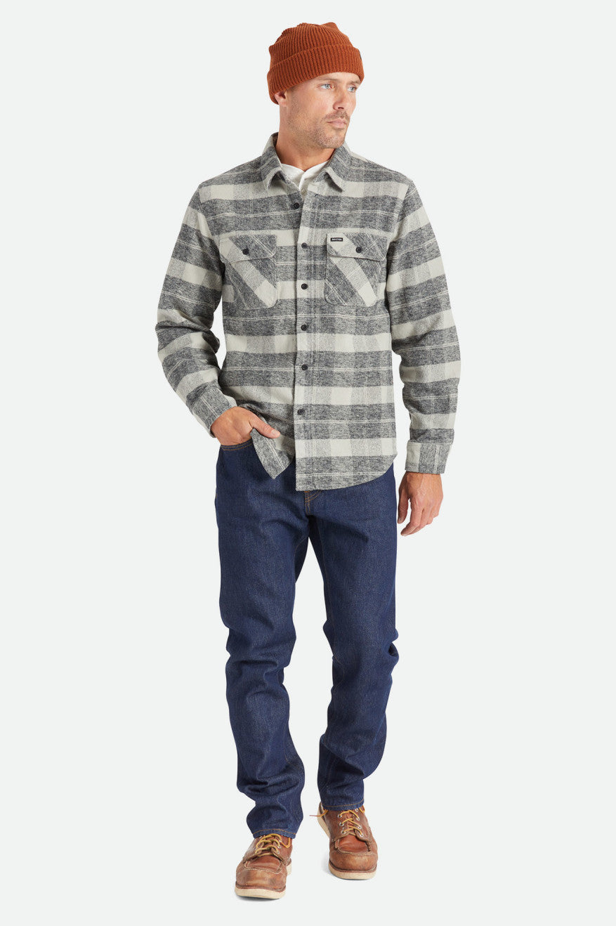 Brixton Bowery Heavy Weight L/S Top Di Flanella Uomo Nere Grigie | 214BYMQNE