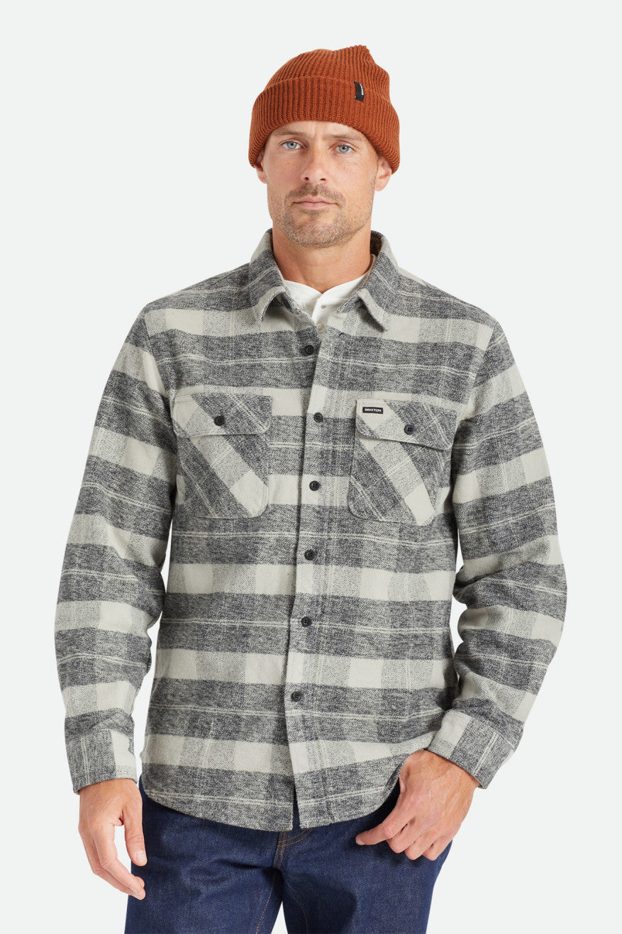 Brixton Bowery Heavy Weight L/S Top Di Flanella Uomo Nere Grigie | 214BYMQNE