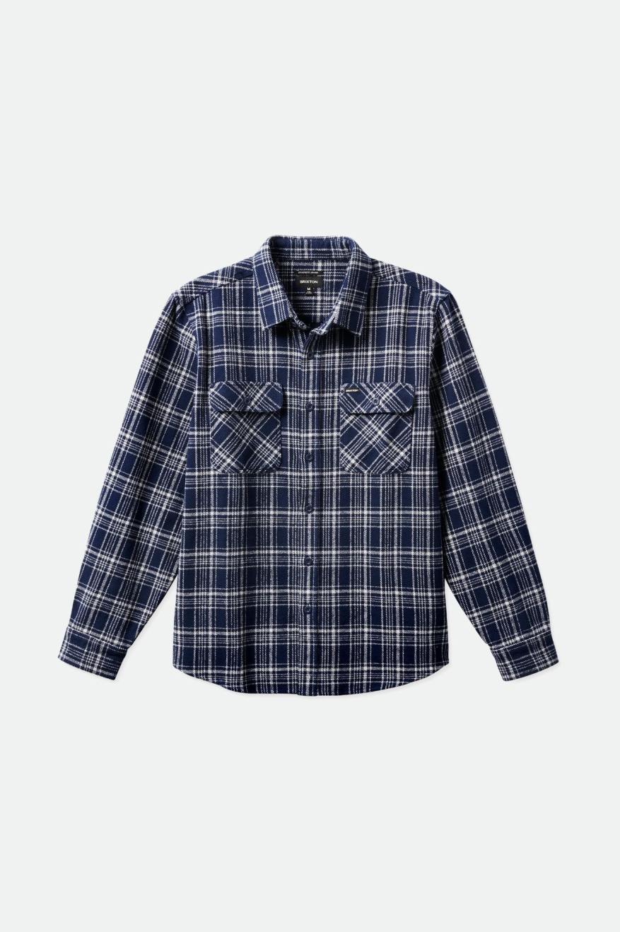 Brixton Bowery Heavy Weight L/S Top Di Flanella Uomo Blu Marino Grigie | 342ZKYMSF