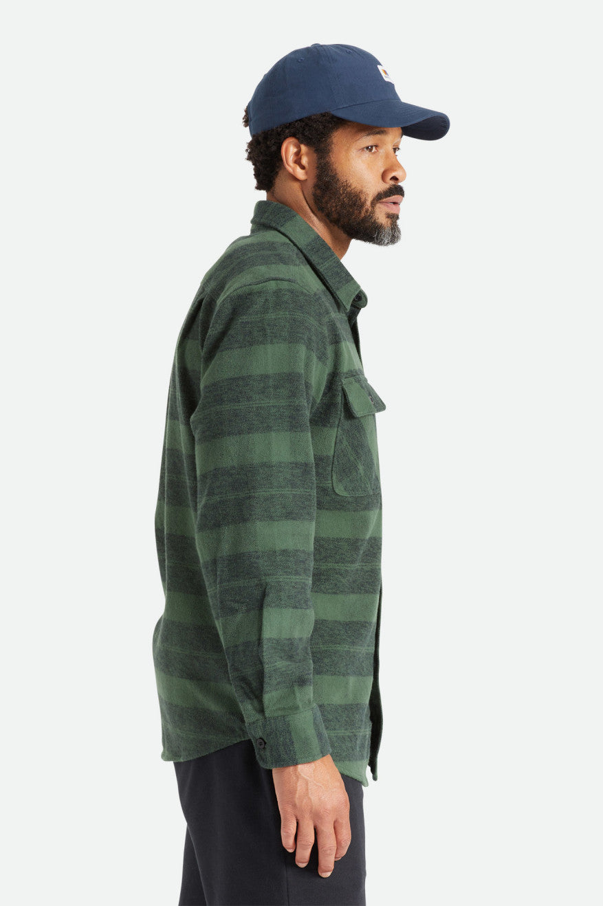 Brixton Bowery Heavy Weight L/S Top Di Flanella Uomo Verdi | 428WZGEAL