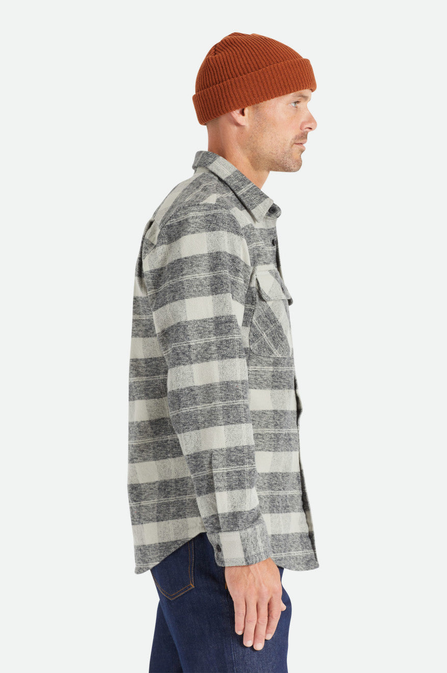 Brixton Bowery Heavy Weight L/S Top Di Woven Uomo Nere Grigie | 743MLJQRI