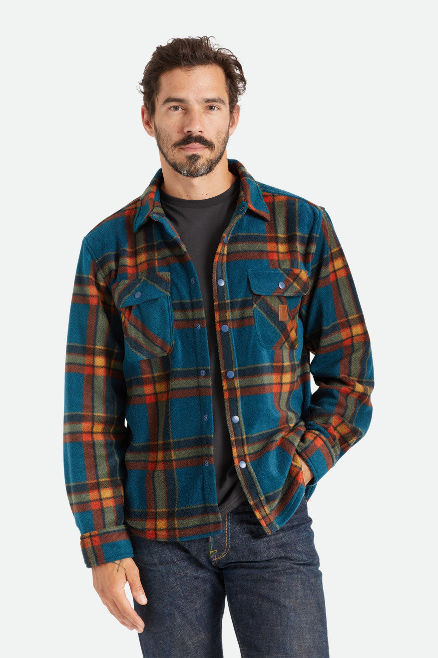 Brixton Bowery L/S Arctic Stretch Fleece Top Di Flanella Uomo Blu Profondo | 961TNUJFC