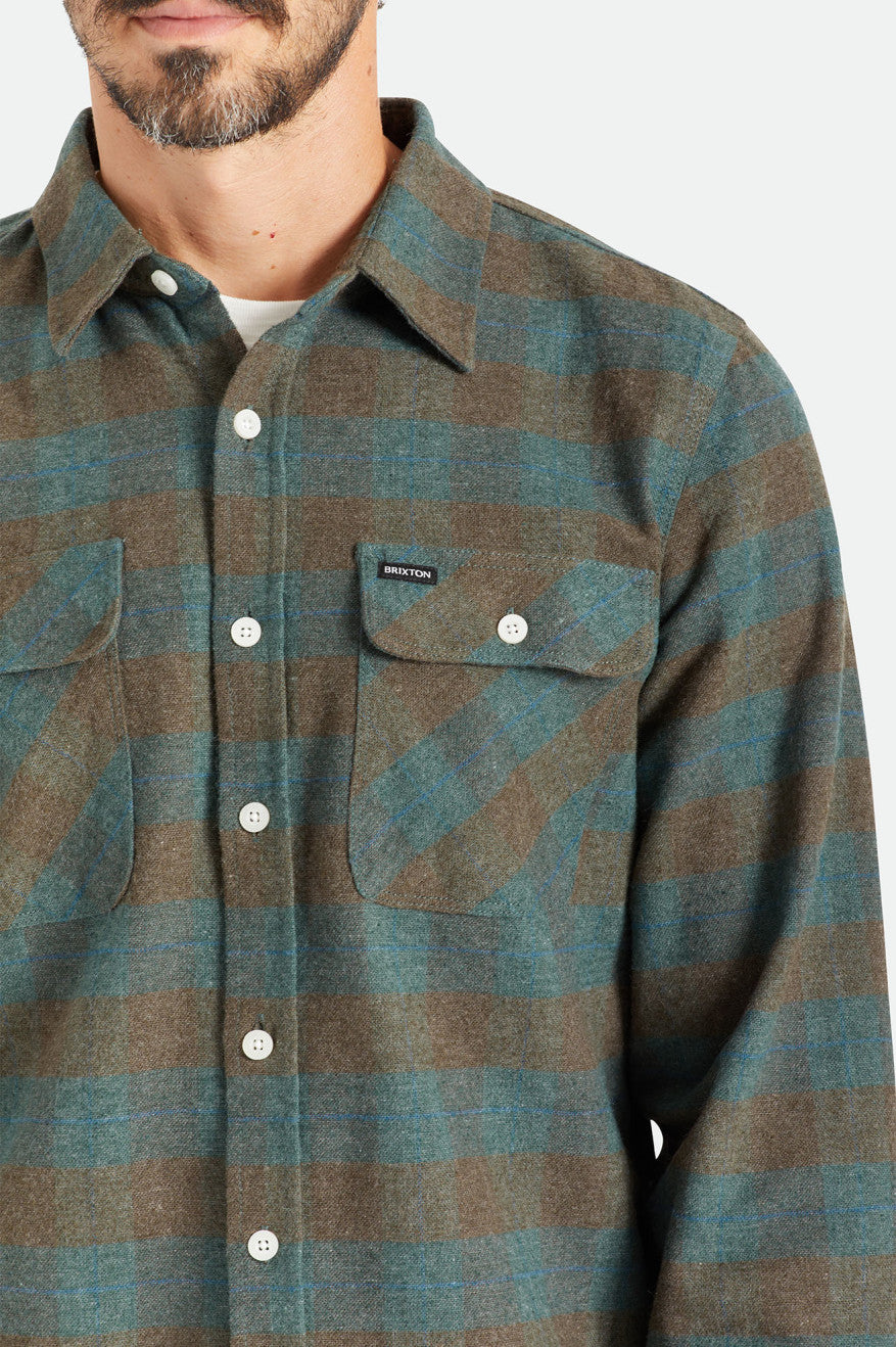 Brixton Bowery L/S Top Di Woven Uomo Blu | 046XJUTMV