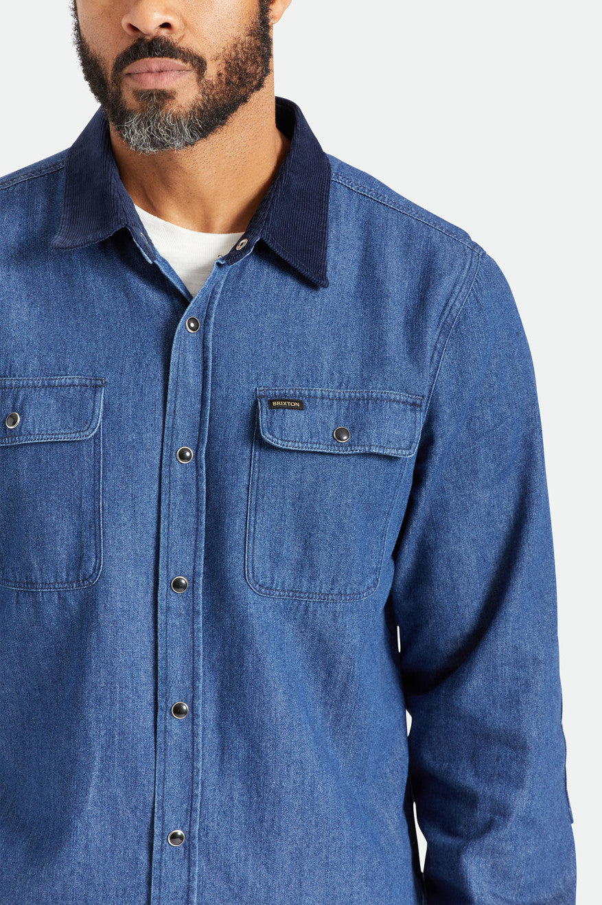 Brixton Bowery Reserve L/S Woven Top Di Woven Uomo Blu | 502HJAKXN