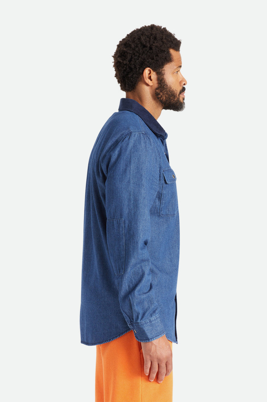 Brixton Bowery Reserve L/S Woven Top Di Woven Uomo Blu | 502HJAKXN