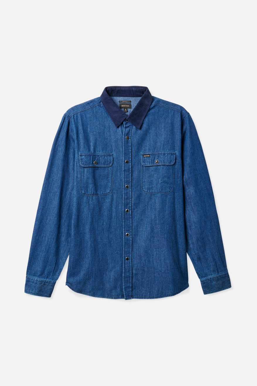 Brixton Bowery Reserve L/S Woven Top Di Woven Uomo Blu | 502HJAKXN