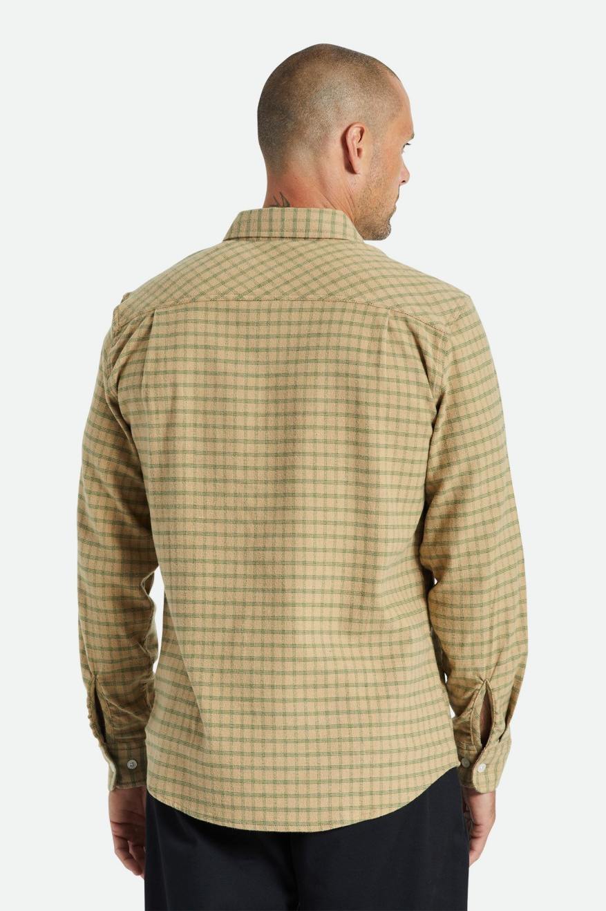 Brixton Bowery Stretch L/S Utility Top Di Flanella Uomo Beige Verde Oliva | 349FWPRHS