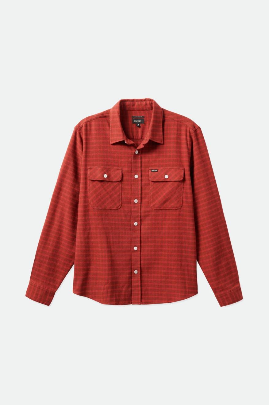 Brixton Bowery Stretch L/S Utility Top Di Flanella Uomo Rosse | 509GANIVZ