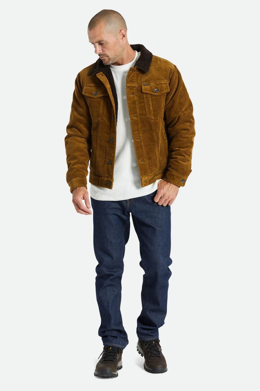 Brixton Cable Sherpa Foderati Trucker Giacca Uomo Marroni | 803FHNEPO