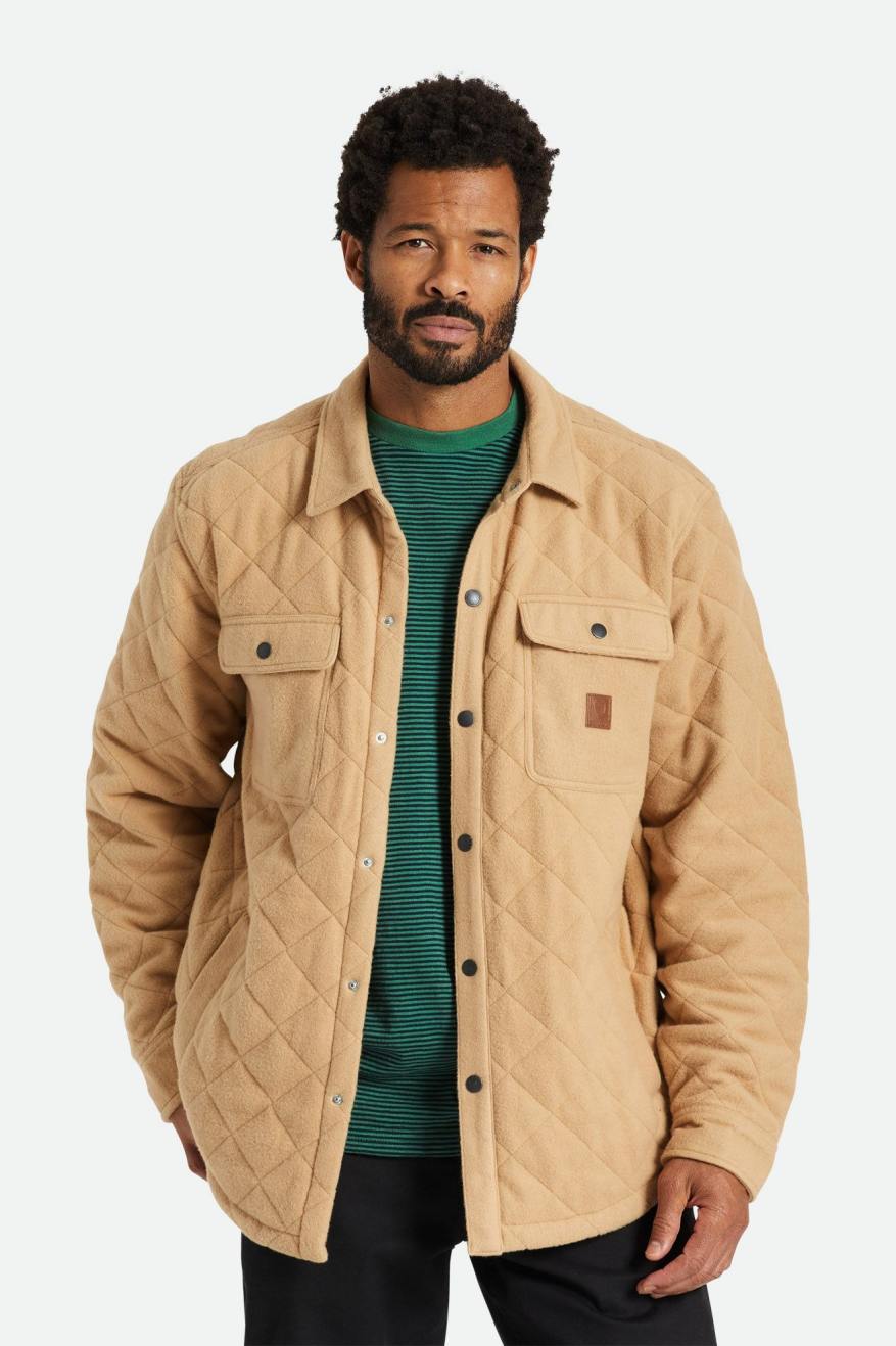 Brixton Cass Trapuntato Fleece Giacca Uomo Beige | 971KJBFCA